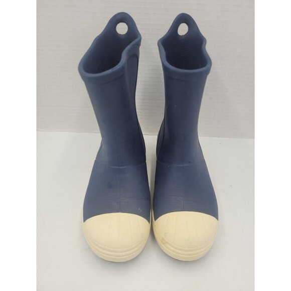 Crocs Navy Blue Bump It Boots Jr Size 1 Pull On Waterproof Rainboot - Picture 5 of 12